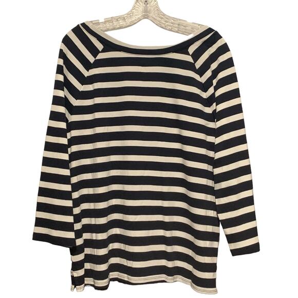 THE TALBOTS TEE size XL Striped Top Pullover Raglan 3/4 Sleeves 100% Cotton - Picture 6 of 6